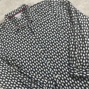 JCP Women Shirt XL All Over Owl Print Silk Blend Button Up Lagenlook Whimsy
